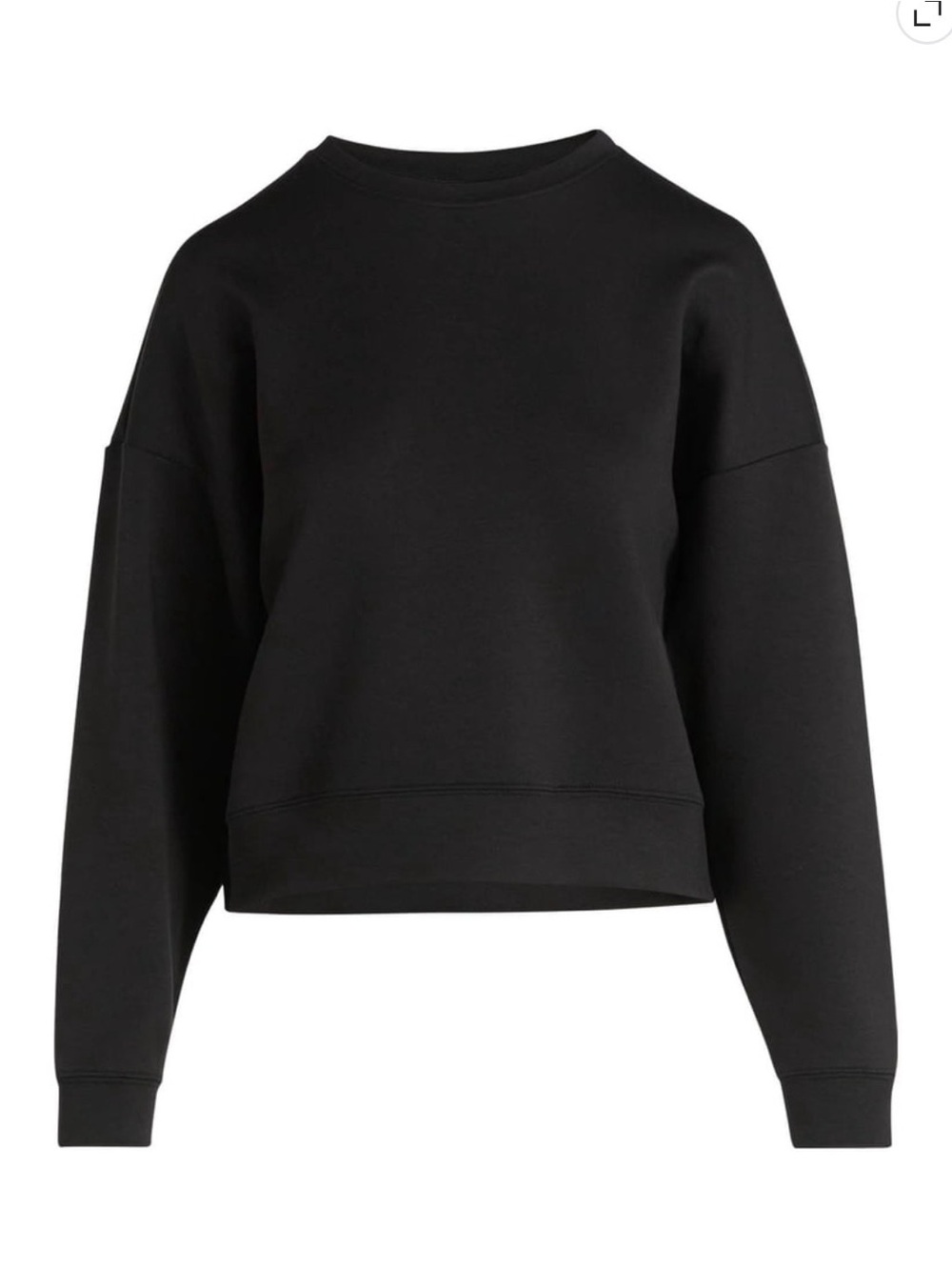NWT SCOOP Black Scubaknit Cropped Sweatshirt w/ Drop Sleeves ButterySoft (M)